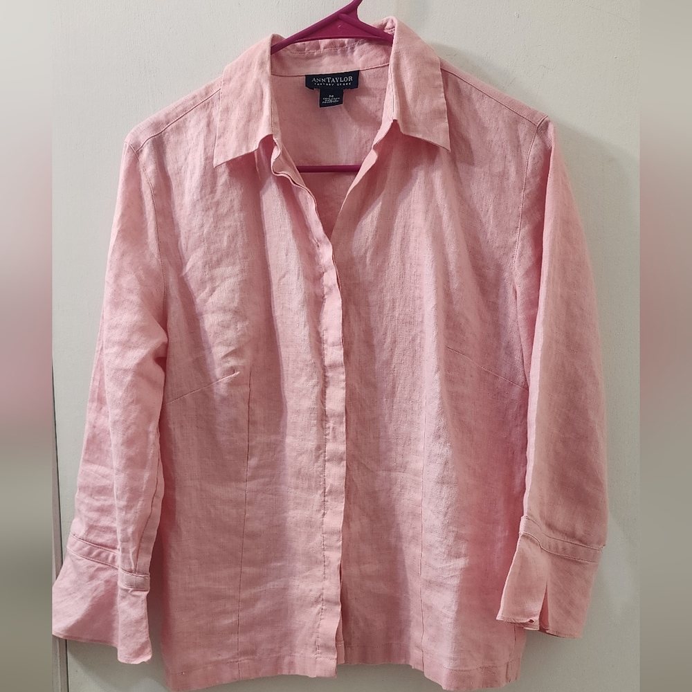 Ann Taylor Pink Button-Up Shirt